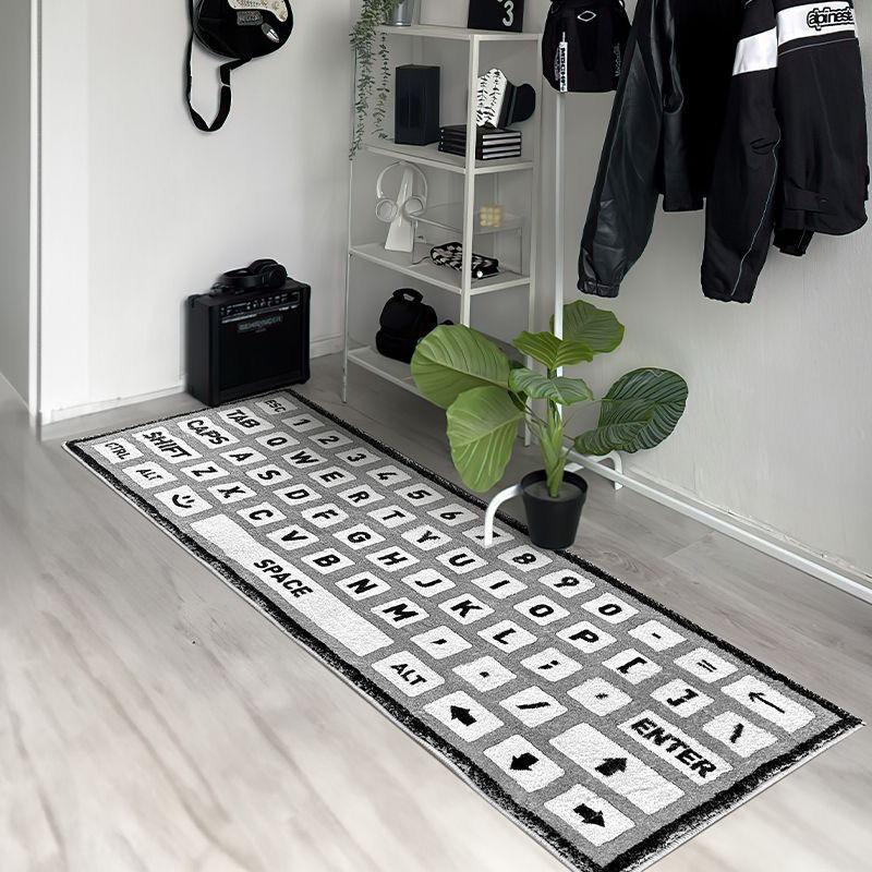 Black White Keyboard Creative Bedroom Bedside Foot Mat Simple Style Office Tables Fluffy Plush Rug Decoration Living Room Carpet