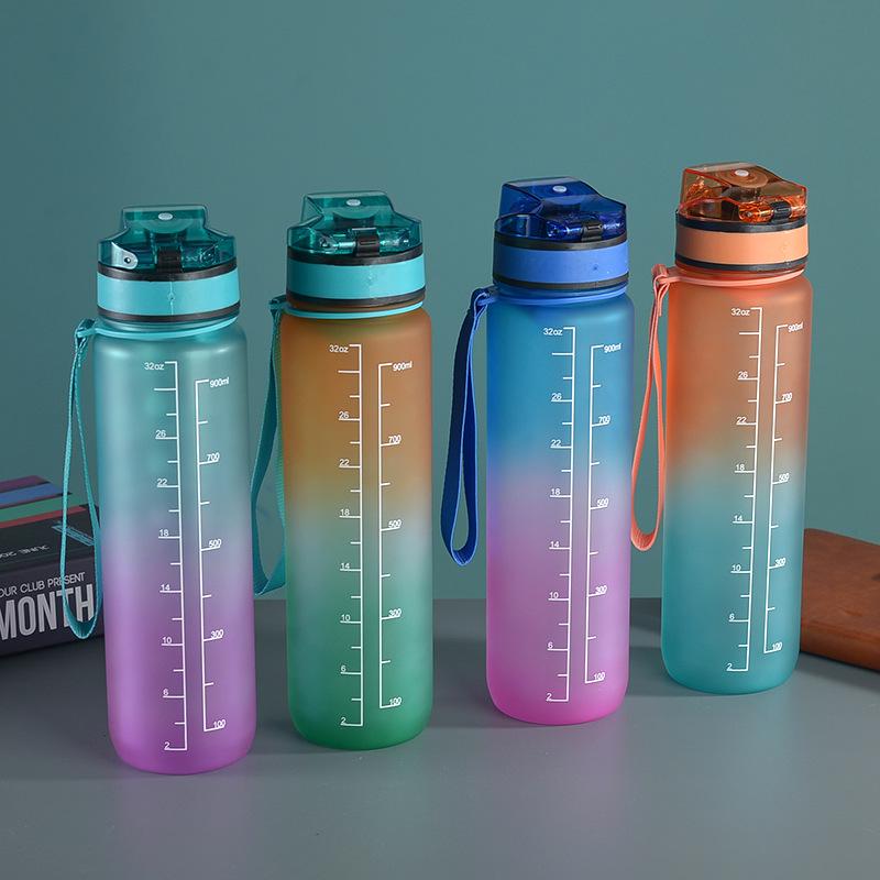 Gradient Color Ribbon Tea Infuser Space Cup with Pop-Up Lid - Large Capacity, Portable, Outdoor Fitness Sports Cup