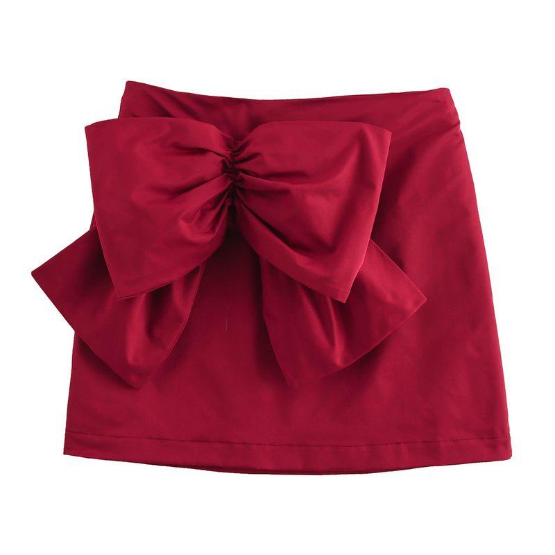 

Zbza Autumn New Women s Clothing Fashion Style French Style Design Fashion All-Match Casual Bowknot Decoration Skirt Short Skirt S