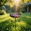 Iron Bird Bath Bowl Feeder Tray Feeding Station Water with 5 Pronged Base for Hummingbird