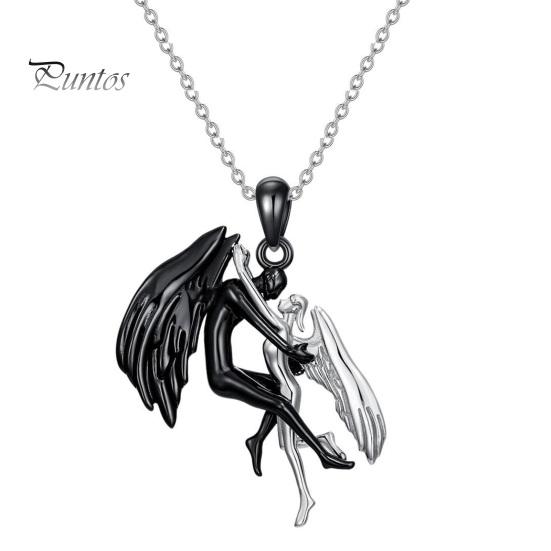 

Ожерелье «Ангел и Демонио» с крыльями ангела, парное ожерелье, готические украшения, подарки на День святого Валентина для женщин и жен серебряный/чёрный
