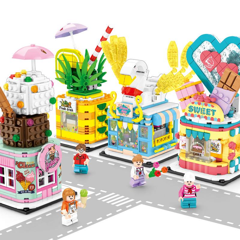 Senbao Building Block Lighting Fruit Street View Children's Small Particle Assembled Building Block Toys