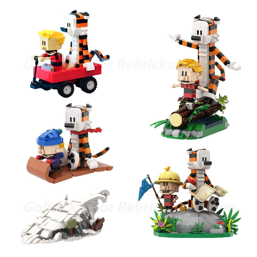 Moc Calvined and Hobbes Building Blocks Classic Comic Book Figure DIY Model Bricks Children Educational Toys Collect Gifts
