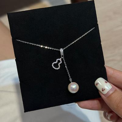 Leichte Luxus High-End Zirkon Kürbis Perle Anhänger Halskette Weibliche Elegante Persönlichkeit Mode Vielseitige Halskette Pullover Kette