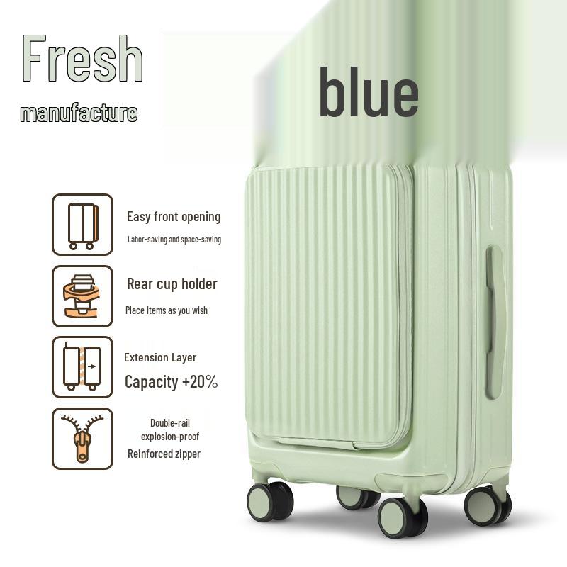 

2025 Расширяемый Многофункциональный 20-дюймовый Кожаный Чемодан-тележка для ручной клади с фронтальным открыванием для мужчин и женщин 28-inch