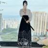 Chinese Ming Dynasty Style Hanfu Suit For Women, Featuring Stand Up Collars, Cardigans, And Versatile Horse Face Skirts
