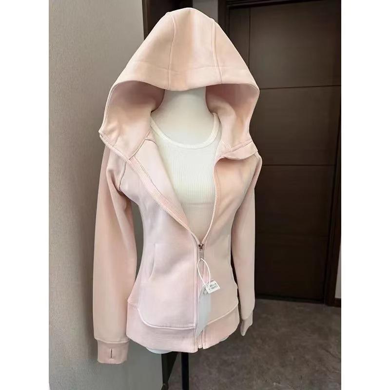 Milk Fufu Korean Style Slim Fit Long Sleeve Women's Hoodie Jacket