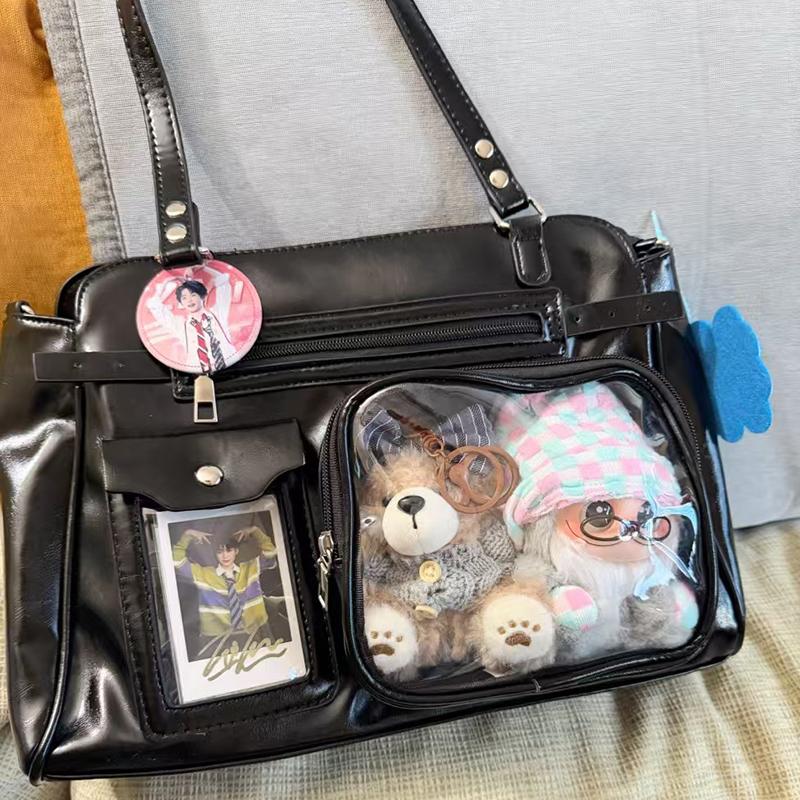 Japanese Y2k Itabag Lolita Girls Crossbody Bag Fashion Harajuku Handbag Multi-pocket Badge Transparent Display Shoulder Bag