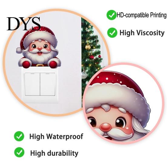 Easy Peel And Stick Wall Art Christmas Switch Stickers, Removable Santa Claus/Puppy/Reindeer/Elf/Pickup Truck Light Self Adhesive Festive Stickers