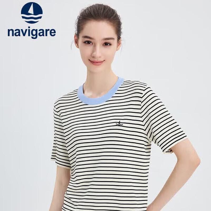 Navigare Women s Striped Crew Neck T-Shirt S