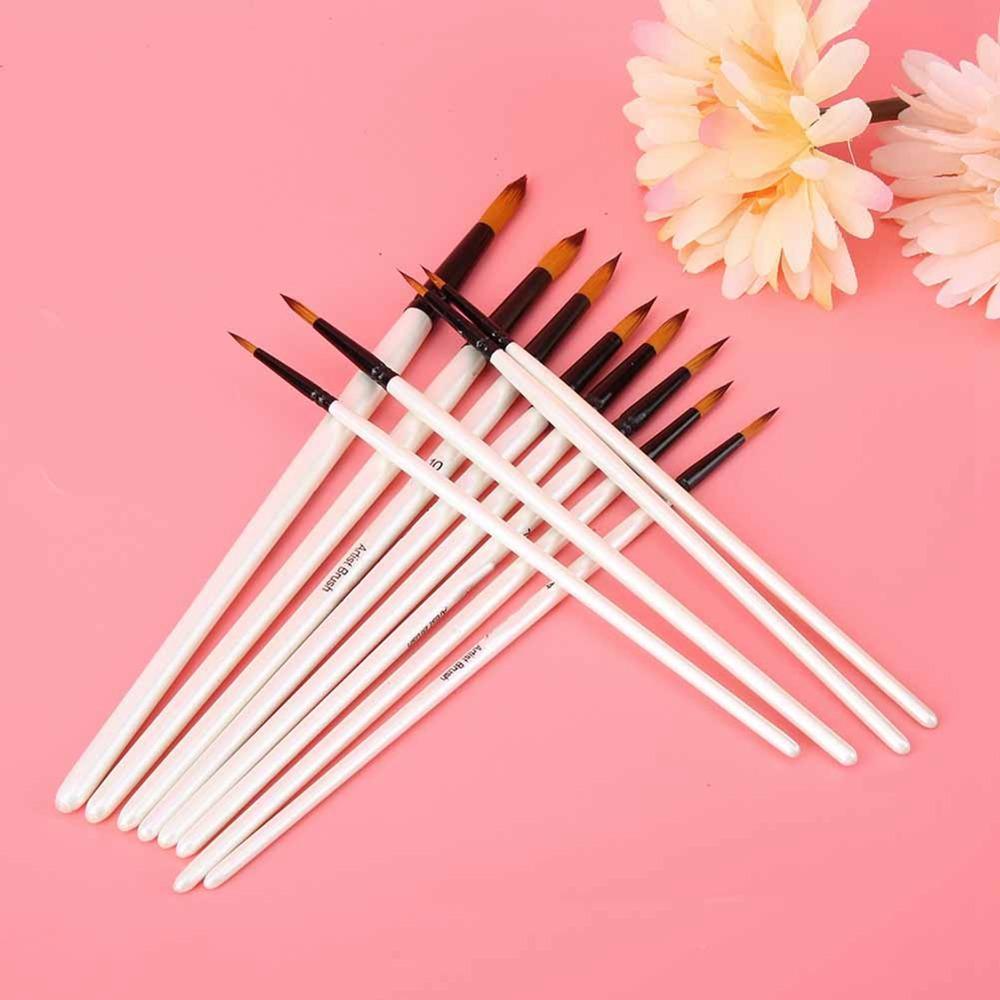 12PCS Pearl White Paintbrushes Nylon Hair Painting Pen Paint Brush Set  Acrylic Art Creation