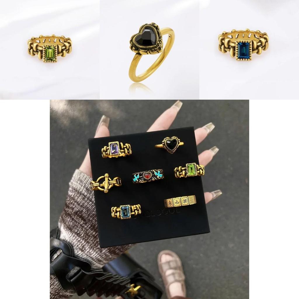 Unique Atlantis Inspired Geometric Copper Ring With Colorful Zircon Stones For Adjustable Wear