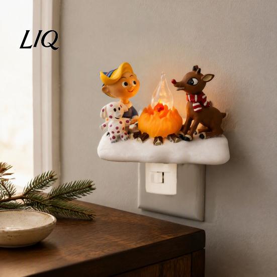 Weihnachtsparty Tischdeko Nachtlicht, Weihnachtsmann Oma Lagerfeuer Harz LED Lampe Energiesparendes Licht für Schlafzimmer, Stecker-in Festliche Atmosphäre