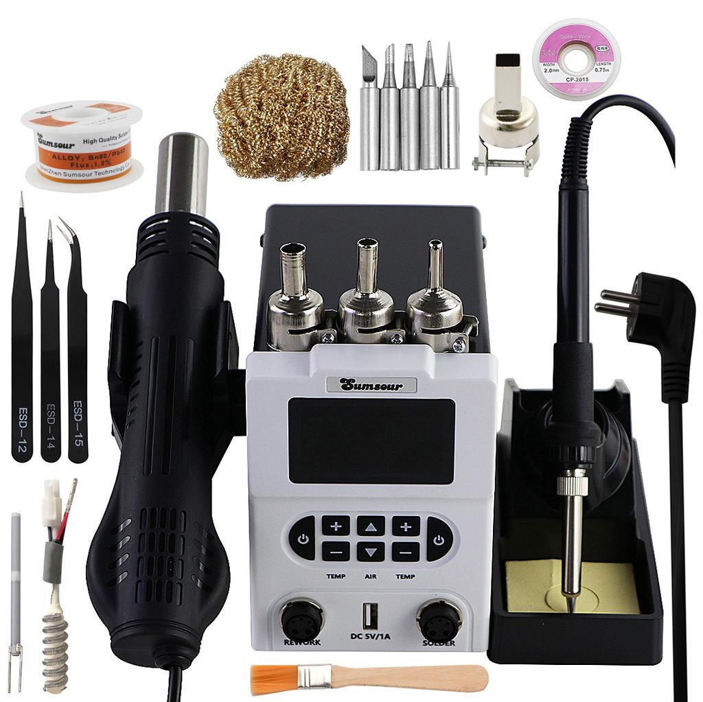 Digital display Solder Station Control Temperature Soldering Iron Hot Air Gun BGA SMD Rework Welding Desoldering Repair Tools