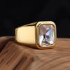 R3381 Men's/Women Trend High Quality 316LStainless Steel Multiple Colors Gemstone Style Onyx Golden Rings Jewelry