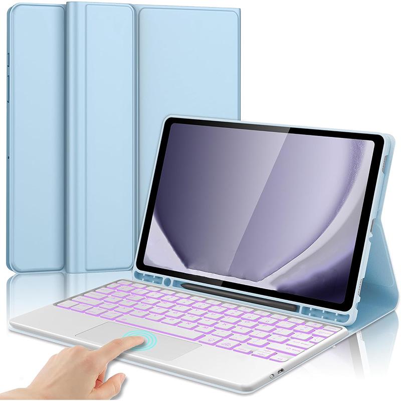 Compatible iPad Air 7th Gen Leather Case with Colorful Backlit Bluetooth Keyboard & Touchpad (10.9")