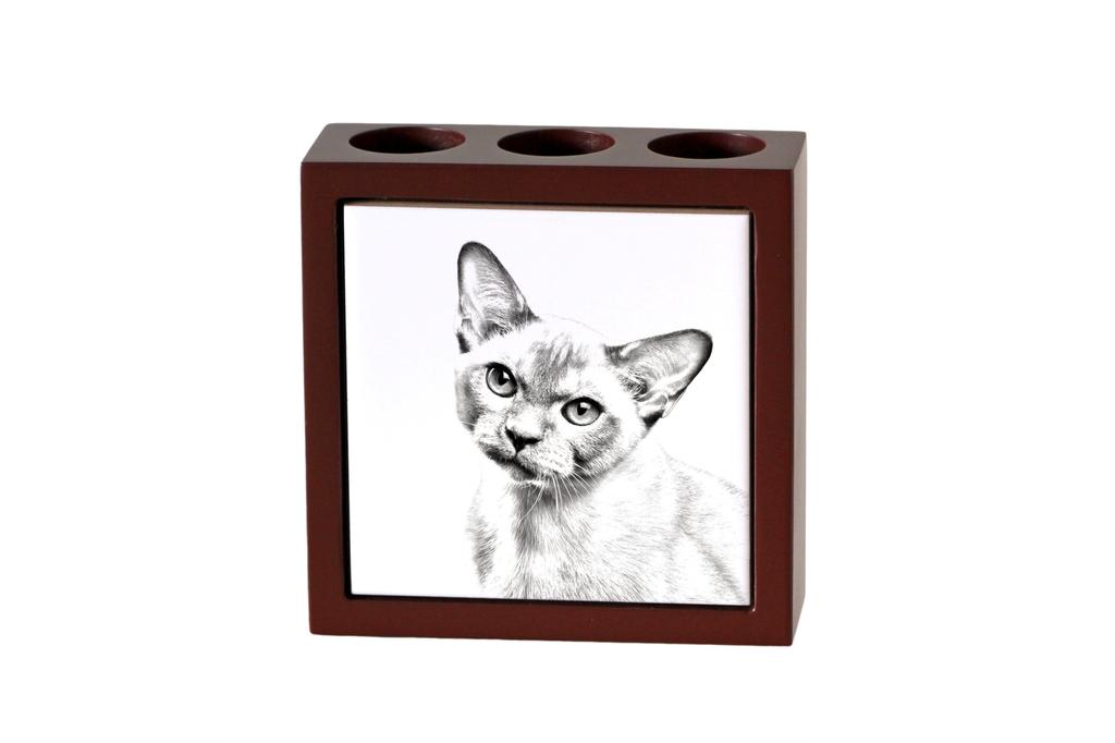 Burmese cat – Pen holder with a cat, desk organizer with a print | Art-Dog