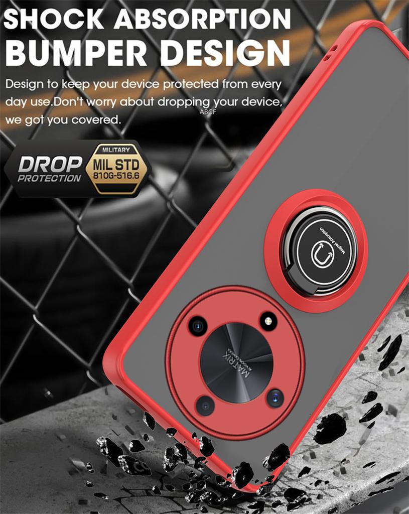 Shockproof Matte Magnetic Case For Honor X5 X6 X7B X8B X9B Play30 plus X30 Magic 4 50 6 Lite Hard Covers With Finger Ring Holder