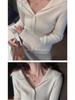 Women's French Style Red Knit Cardigan: Short, Long Sleeve, High-End Look for Spring and Autumn