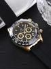 Ricecgo Three-Eye Six-Hand High-End Men's Watch Quartz Watch Multi-Function Chronograph Calendar Rubber Strap High Quality Suitable for Holiday Gifts