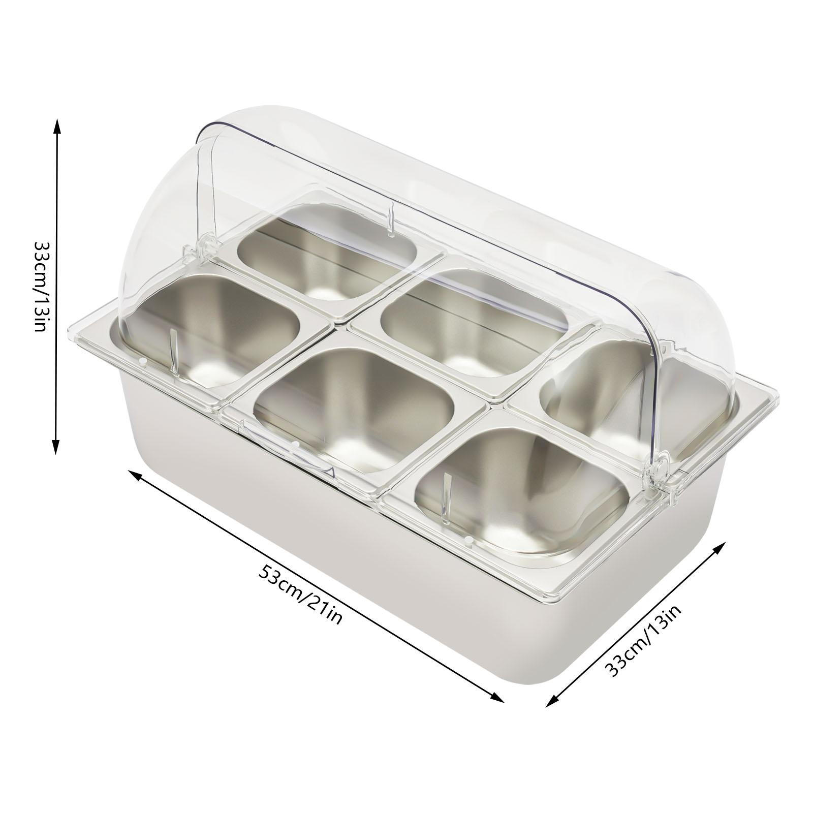 

Ice Food Serving Display Tray with Clear Roll Top Cover Buffet Cold Serving Cooler Platter Cooling Food Dishes Display Plate чистий