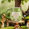 Frog Coffee Mug Green Porcelain Ceramic Cup With Handle Playful Novelty Cup Present For Women Men Birthday Festival Christmas