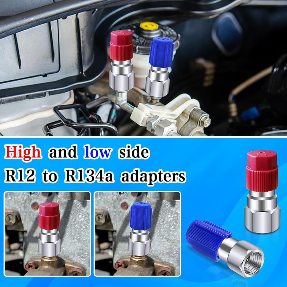 LAMELLIS R12 To R134a Conversion Kit, AC Retrofit Fitting Adapter Kit, 1/4" Female for Automotive A/C Systems
