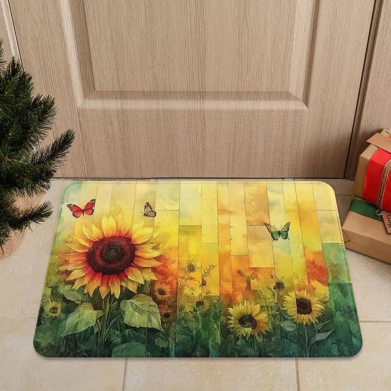 Floral Decorative Doormat Holiday Floor Carpet for Spring Living Room Bedroom Entrance Rug Mat Nonslip Welcome Rug