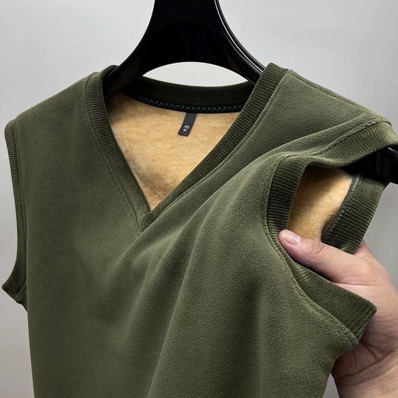 

Флисовый жилет с V-образным вырезом, мужская осенне-зимняя одежда для папы, утолщенный флисовый жилет без рукавов, мужской жилет, нижняя часть из флиса 4XL