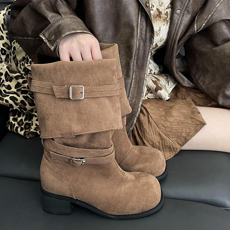 

Ретро британский стиль, но ботфорты до колена на толстом каблуке, женские новые летние универсальные, увеличивающие рост и стройнящие рыцарские сапоги 40 хаки