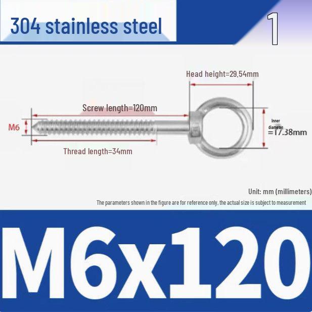 304 Stainless Steel Self-Tapping Eye Bolt with Ring Screw Hook