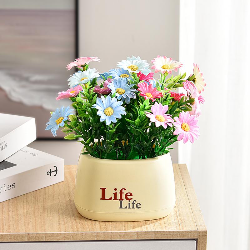 Sunflower Artificial Flower Arrangement - Small Potted Plants & Plastic Bouquets for Living Room and Dining Table Decor