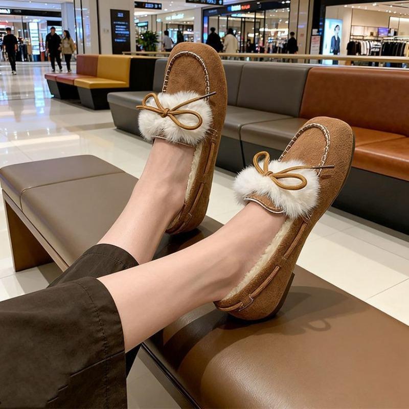 Soft-soled Warm Doudou Shoes for Women's Winter Velvet New Versatile Thick-soled One-pedal Fluffy Shoes for Women's Outer Wear