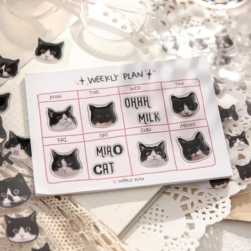 Cute Cat Head Flat Sticker Cartoon Animal Guka DIY Handbook Decoration Kawaii Stickers Stationery