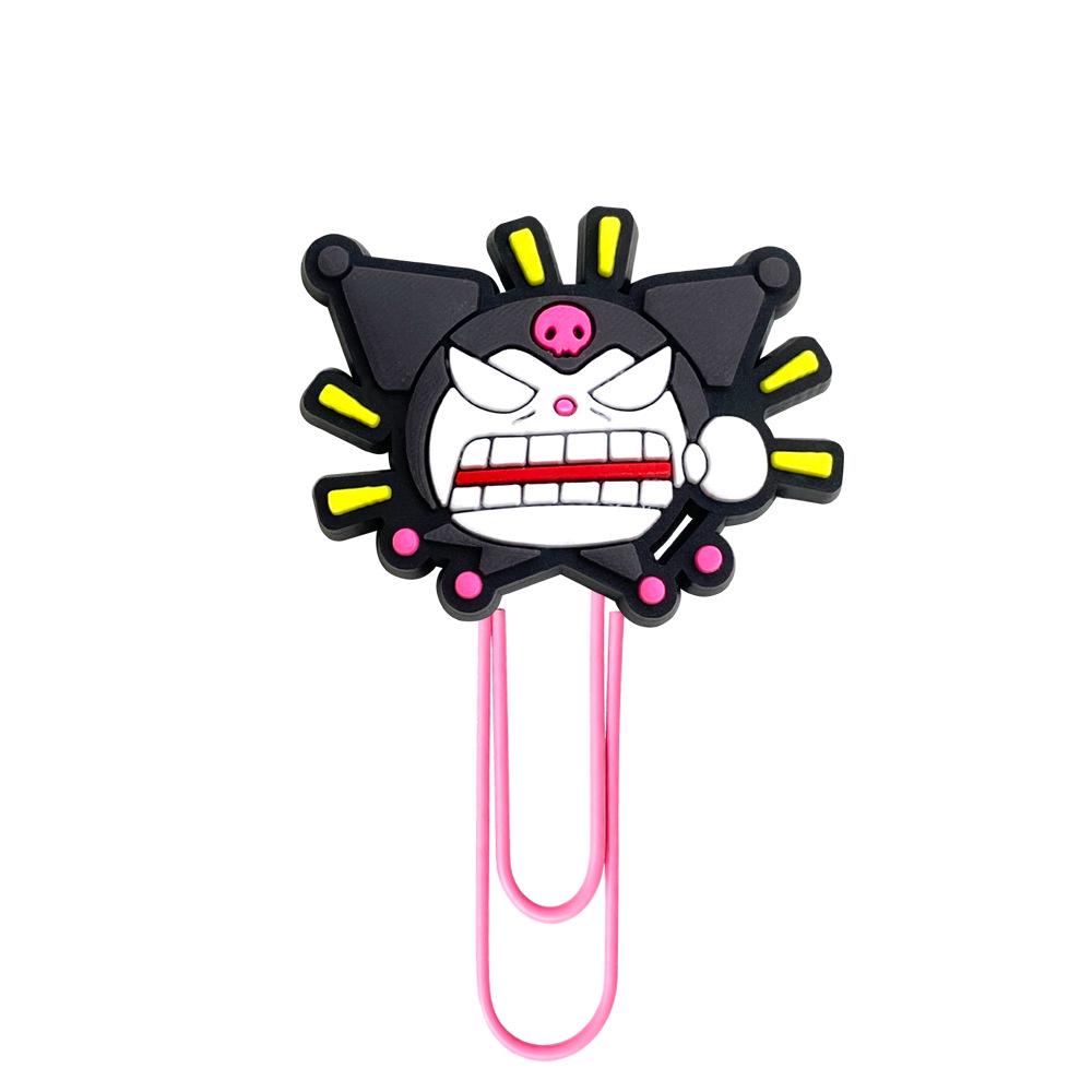 Kuromi Cute Cartoon PVC Bookmark & Large U-Shaped Binder Clip Set