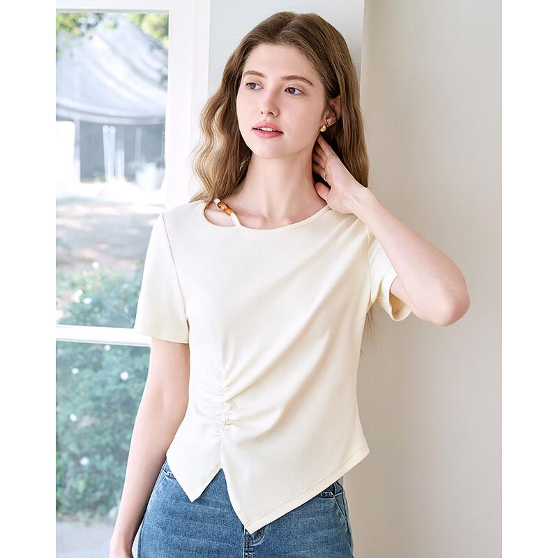 Betu Women's Beaded Hollow Short Sleeve T-shirt
