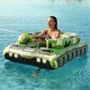 Tank Shaped Inflatable Float for Kids 100cm Eco-Friendly PVC Water Toy with Spray Ring Outdoor Swimming Pool Fun