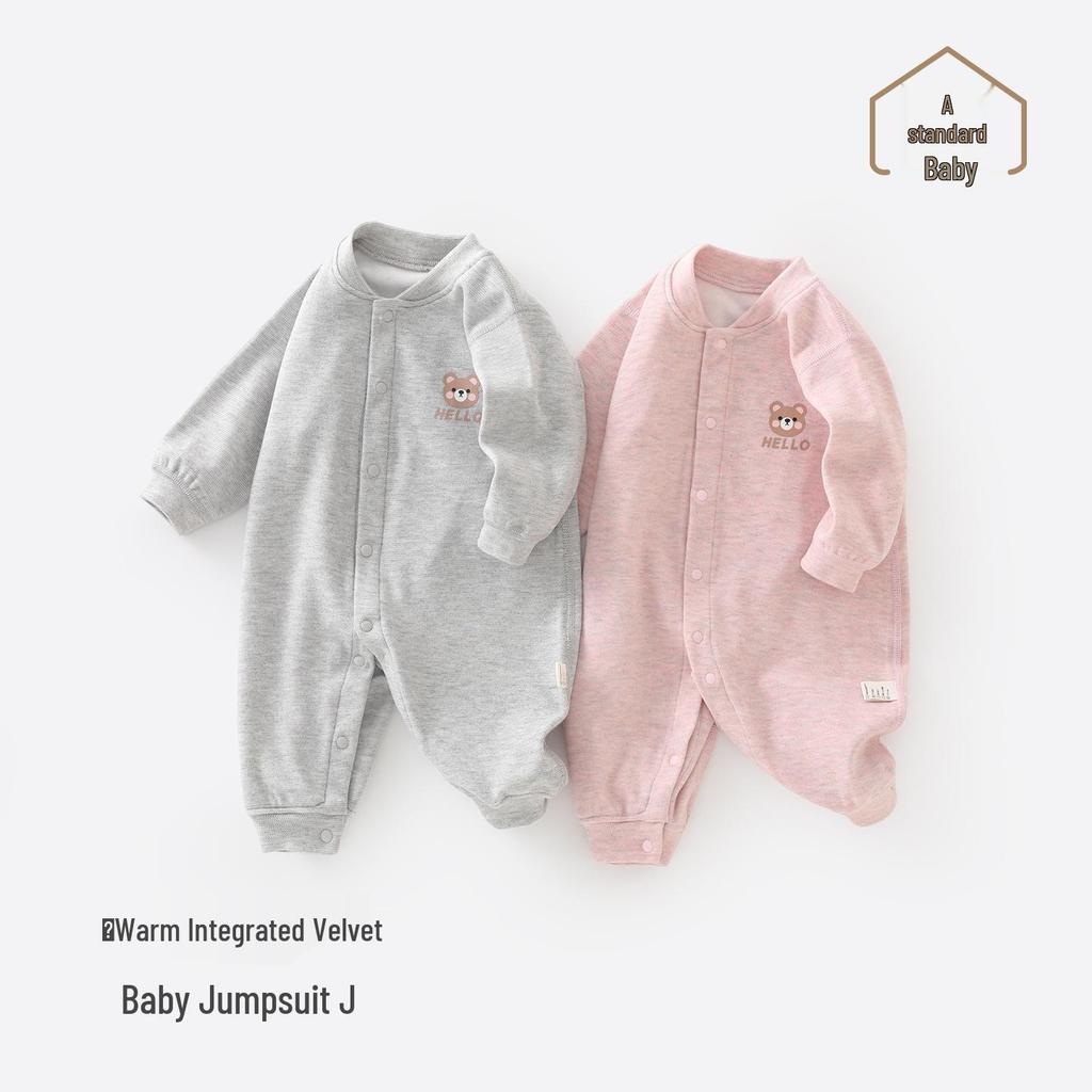 Plus Velvet Baby Bodysuit: Warm Spring/Autumn/Winter Jumpsuit for Newborns