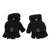 1 Pair USB Heated Gloves Electric Heating Thermal Knitting Gloves Half Finger Winter Hand Warmer for Working Black