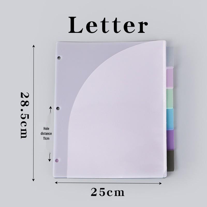 Waterproof US Size Color Index Divider Pages, 6-Pack, 3-Hole Binder