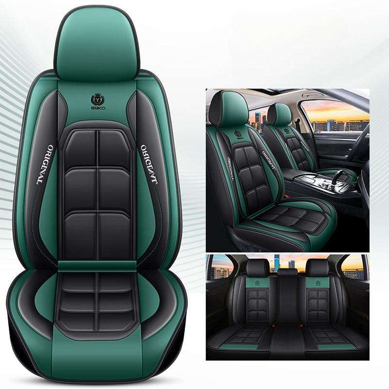 

Five-Seat Luxury Car Seat Cover with Headrest and Lumbar Support | Durable, Scratch-Resistant Faux Leather Fit for All Seasons
