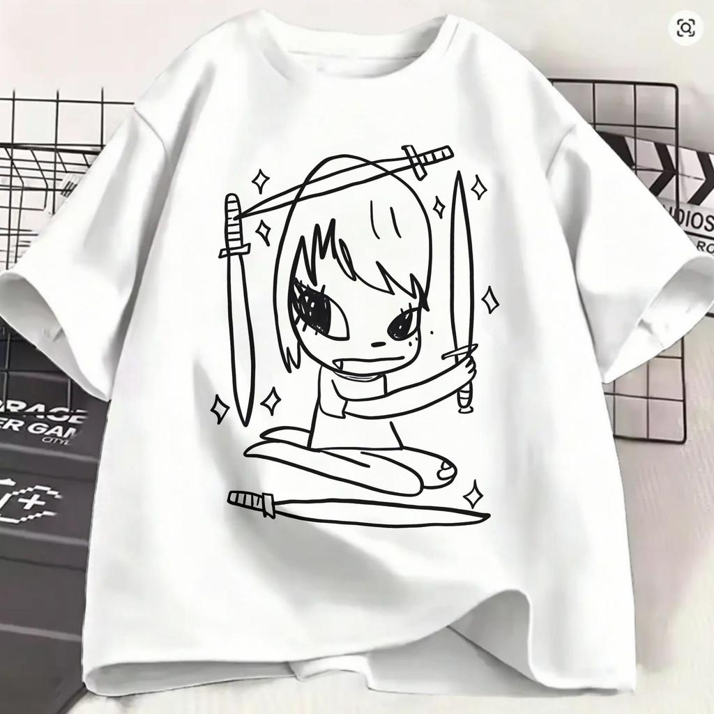 Yoshitomo Nara TShirt Summer Harajuku TShirts Unisex Cotton Breathable Oversize Top Tees Short Sleeve Aesthetic Tshirt