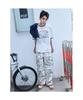 Saendeusaundeu (Unisex) Ringer Print Short Sleeve T-Shirt White