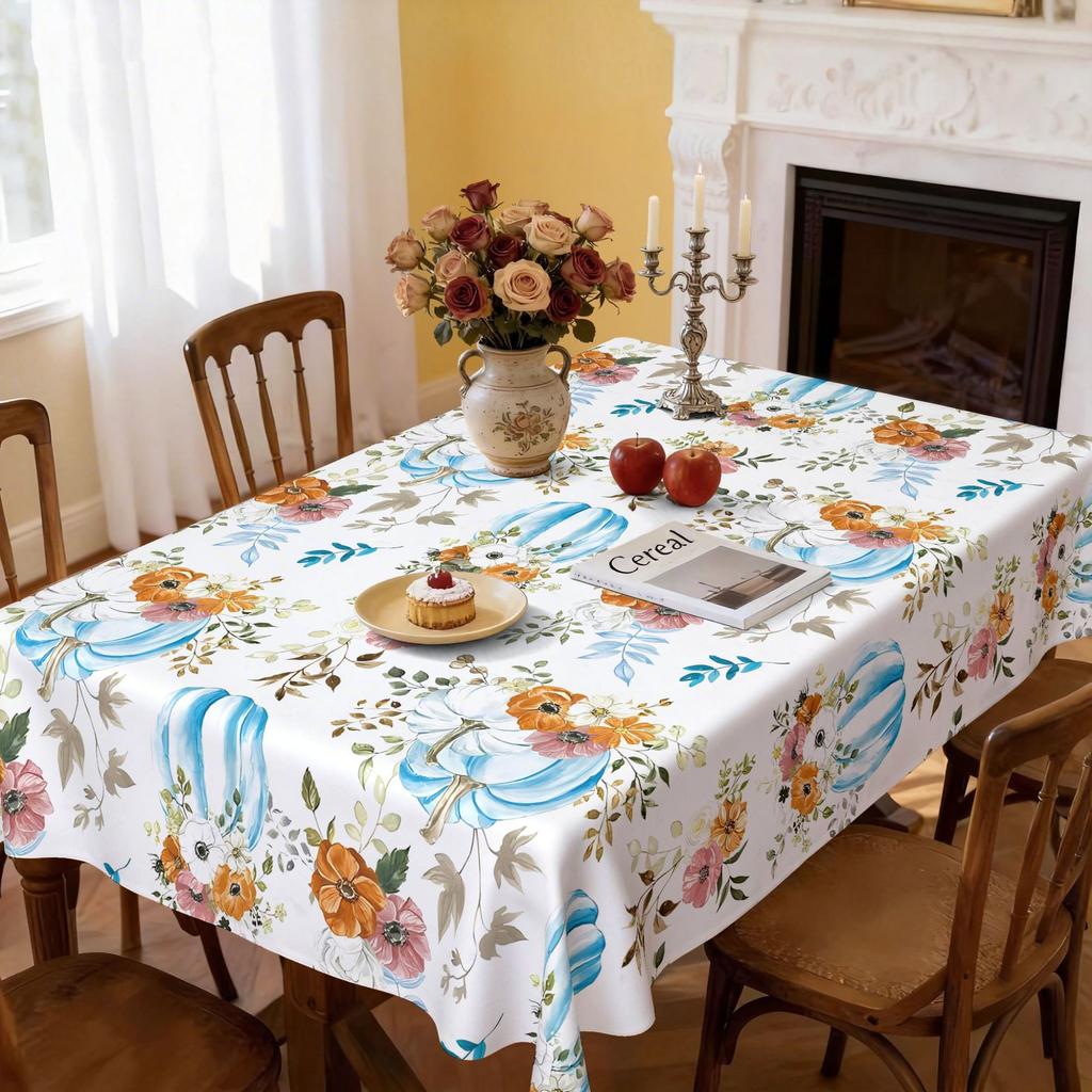 Thanksgiving Tablecloth Autumn Pumpkin Exquisite Polyester Printed Tablecloth OilProof And AntiFouling Holiday Decorative Table Cloth