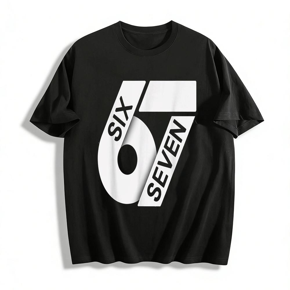 Creative Number 67 Print Casual Short Sleeve T-Shirt Pure cotton T-shirt XXS