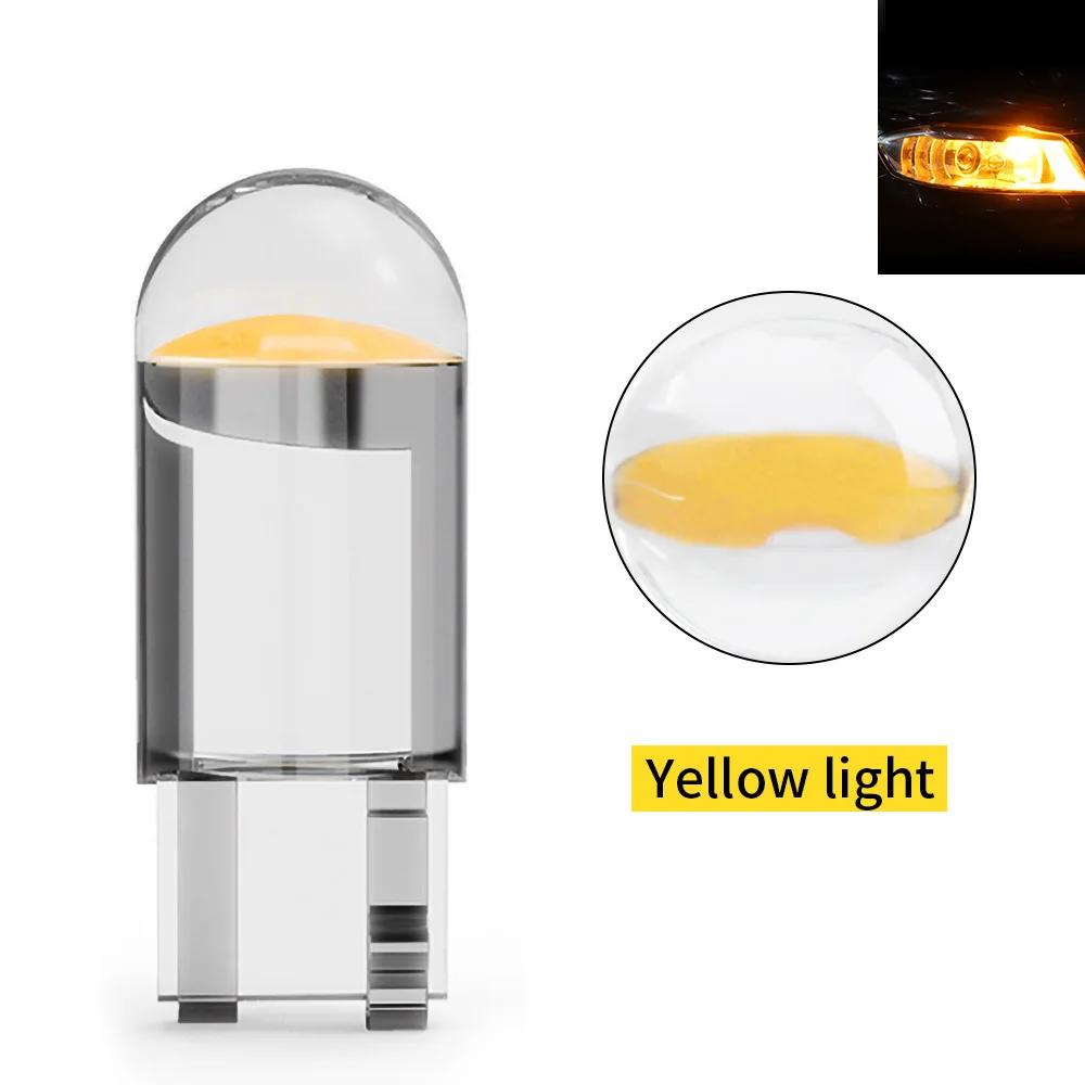 10/50 Pcs COB Glass LED Bulb T10 Car Light 6000K Auto License Plate Lamp Dome Read Light 5W5 LED Signal Light 7 Colors