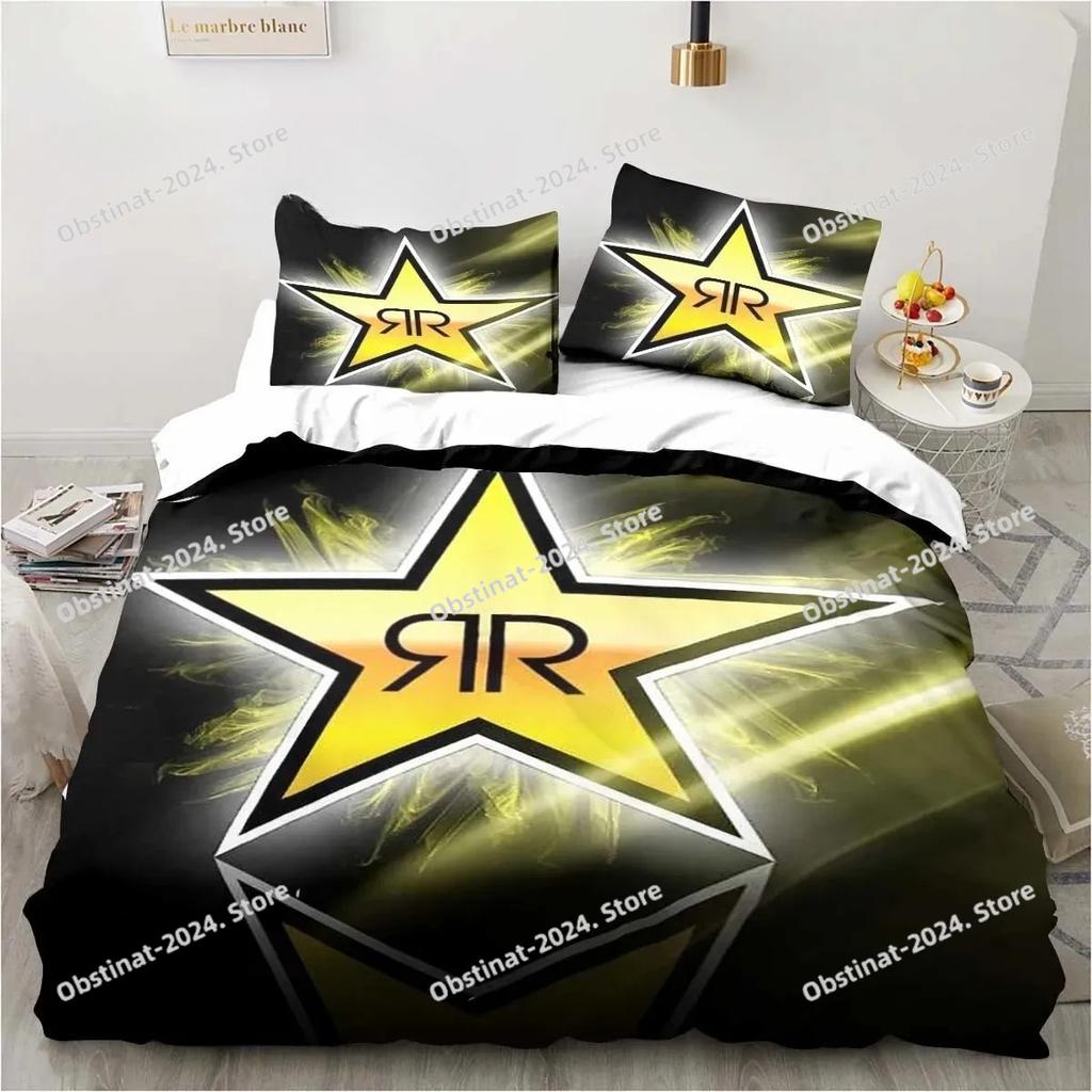 3D Print Drinks R-Rockstar Energy Logo Bedding Set Boys Girls Twin Queen King Size Duvet Cover Pillowcase Bed boys Adult Bedroom