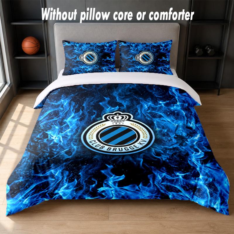 Set Biancheria da Letto Design Club Brugge FC 1 Copripiumino + 2 Federe Morbido Traspirante Biancheria da Letto per la Casa