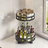 360 Degree Rotating Kitchen Countertop Organizers Adjustable Tiered Shelf For Bathroom Cosmetics Durable Metal With Non Slip Base