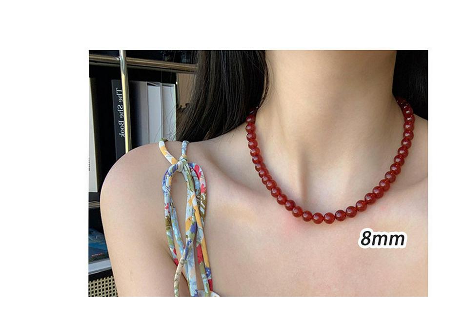 7A Red and Green Agate Chalcedony Beaded Necklace with Yuanbao Buckle - Women's Cross-border Hot Jewelry Item